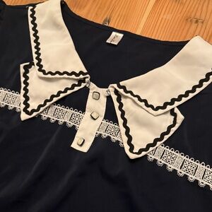 Navy and White Peter Pan Collar (Size M) 117